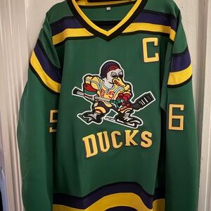 Ducks Green Hockey Jersey with Yellow & Navy Accents